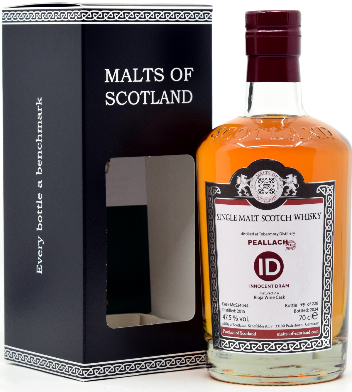 peallach_2015_ID_MoS Peallach (peated Tobermory) 2015/2024 Rioja Wine Malts of Scotland ID Serie 47,5% vol.