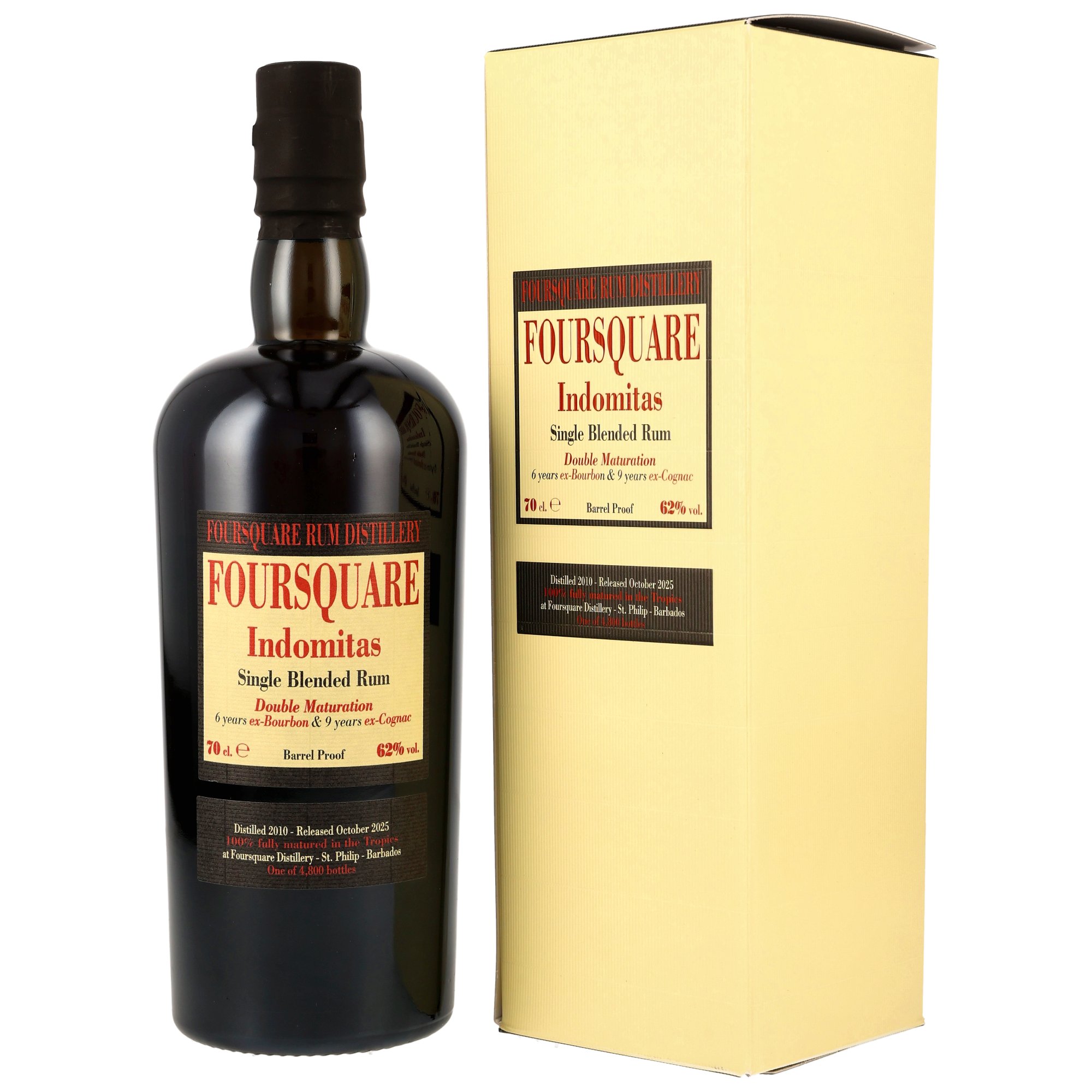 Foursquare 15 Jahre 2010/2025 Indomitas Bourbon & Cognac Casks 62% vol.