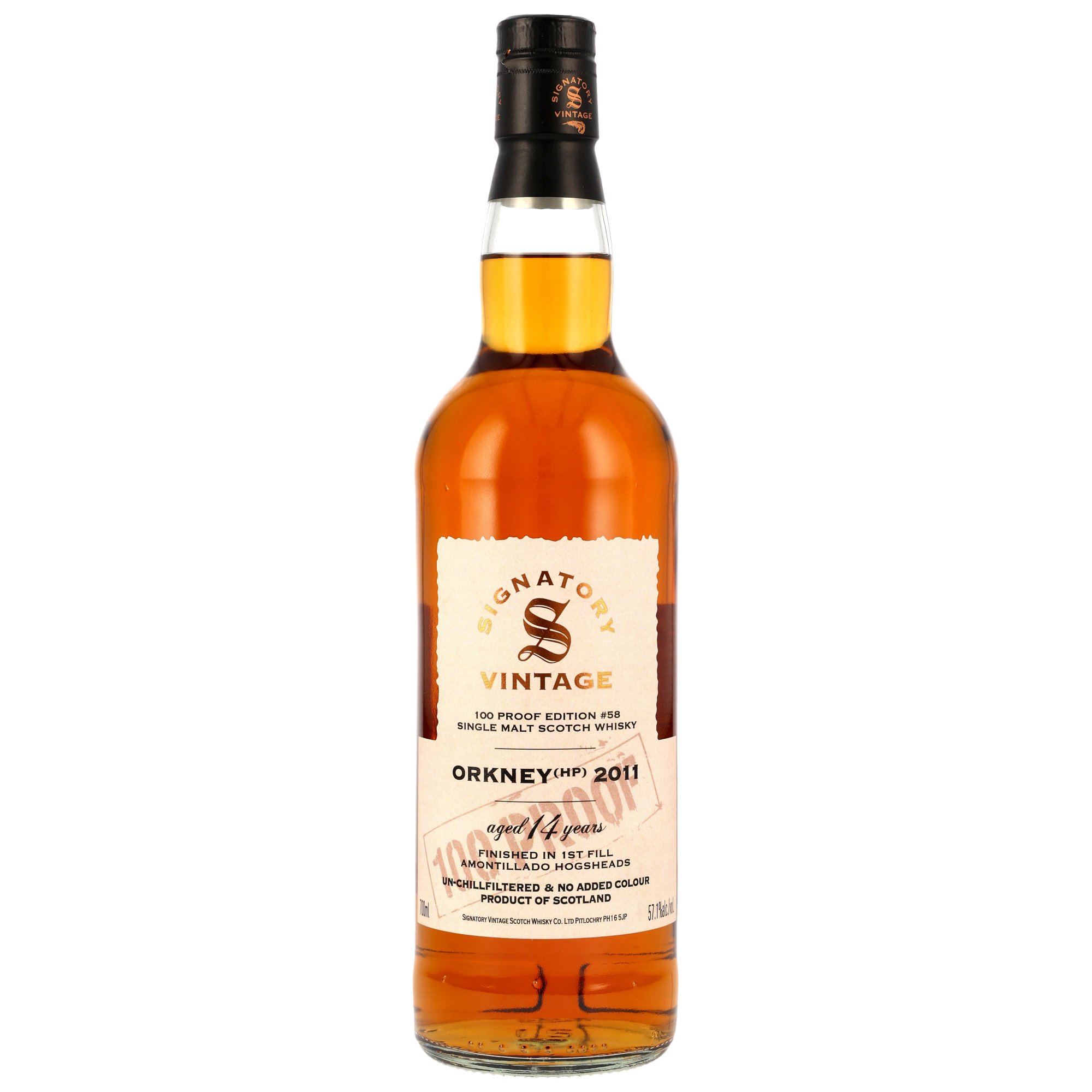 Orkney (HP) 2011/2025 1st Fill Amontillado Signatory Vintage 100 Proof #58 57,1% vol.