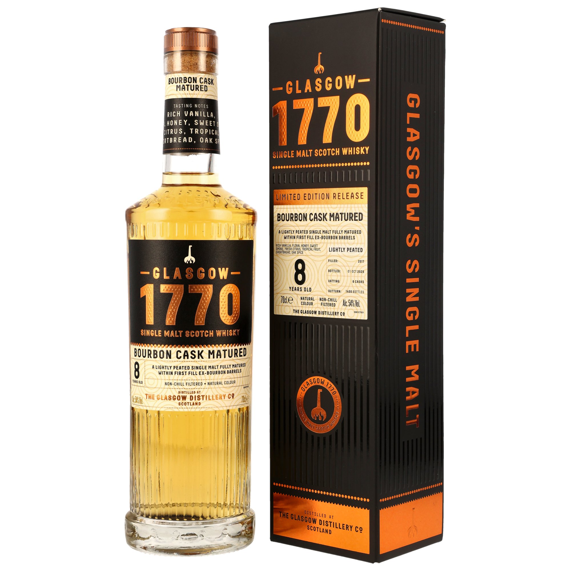 Glasgow Distillery 1770 8 Jahre Lightly Peated Limited Edition 54% vol