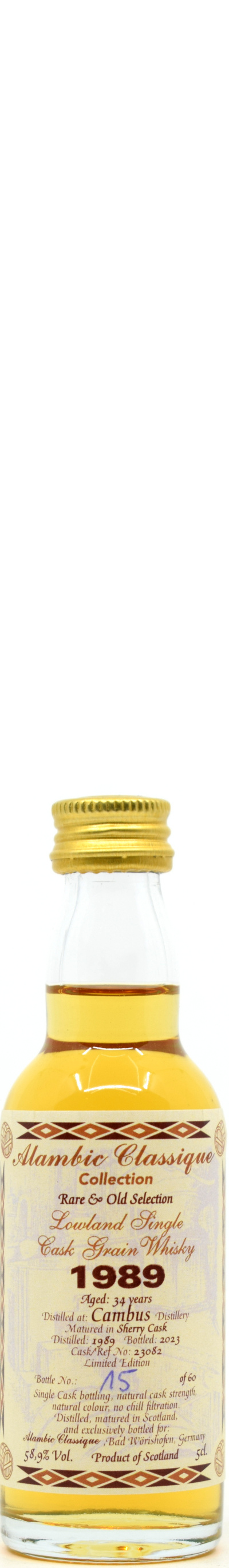 cambus_1989_34_AC_mini Cambus 34 Jahre 1989/2023 Sherry Cask Alambic Classique 58,9% vol. Miniatur