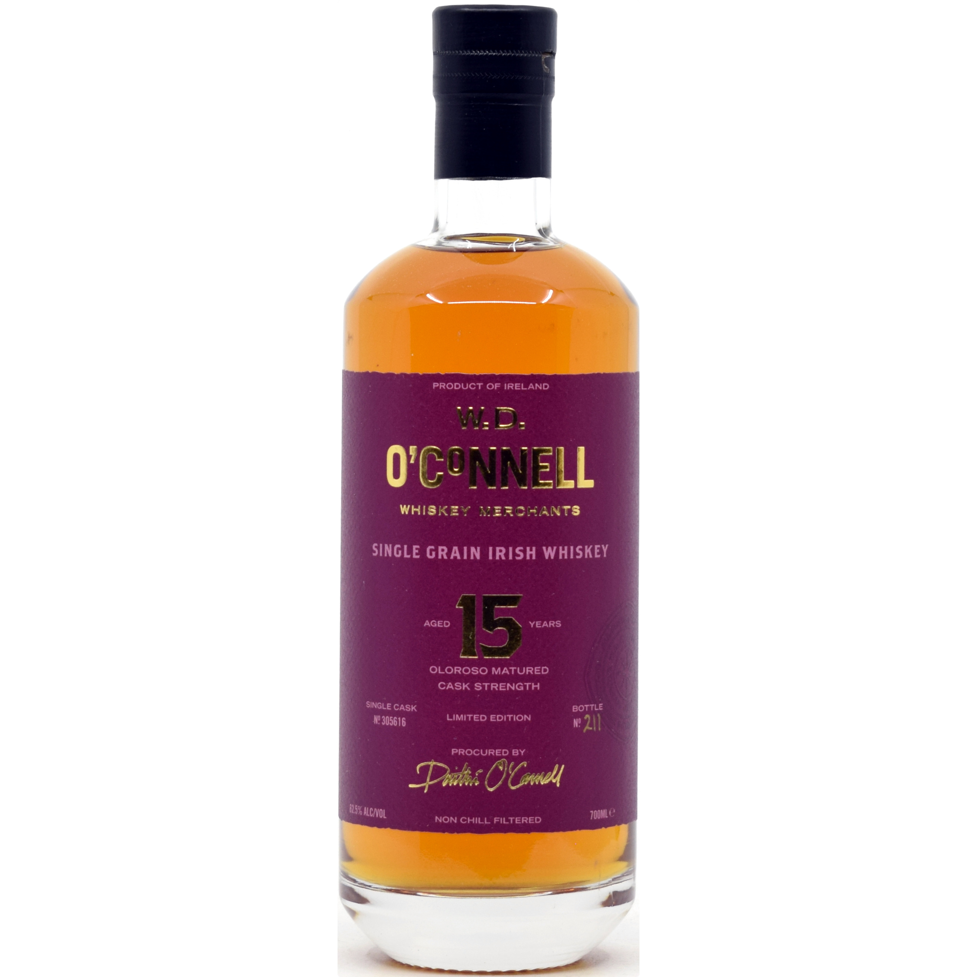 W.D. O'Connell 15 Jahre Oloroso Matured Single Grain Cask Strength 62,5% vol.