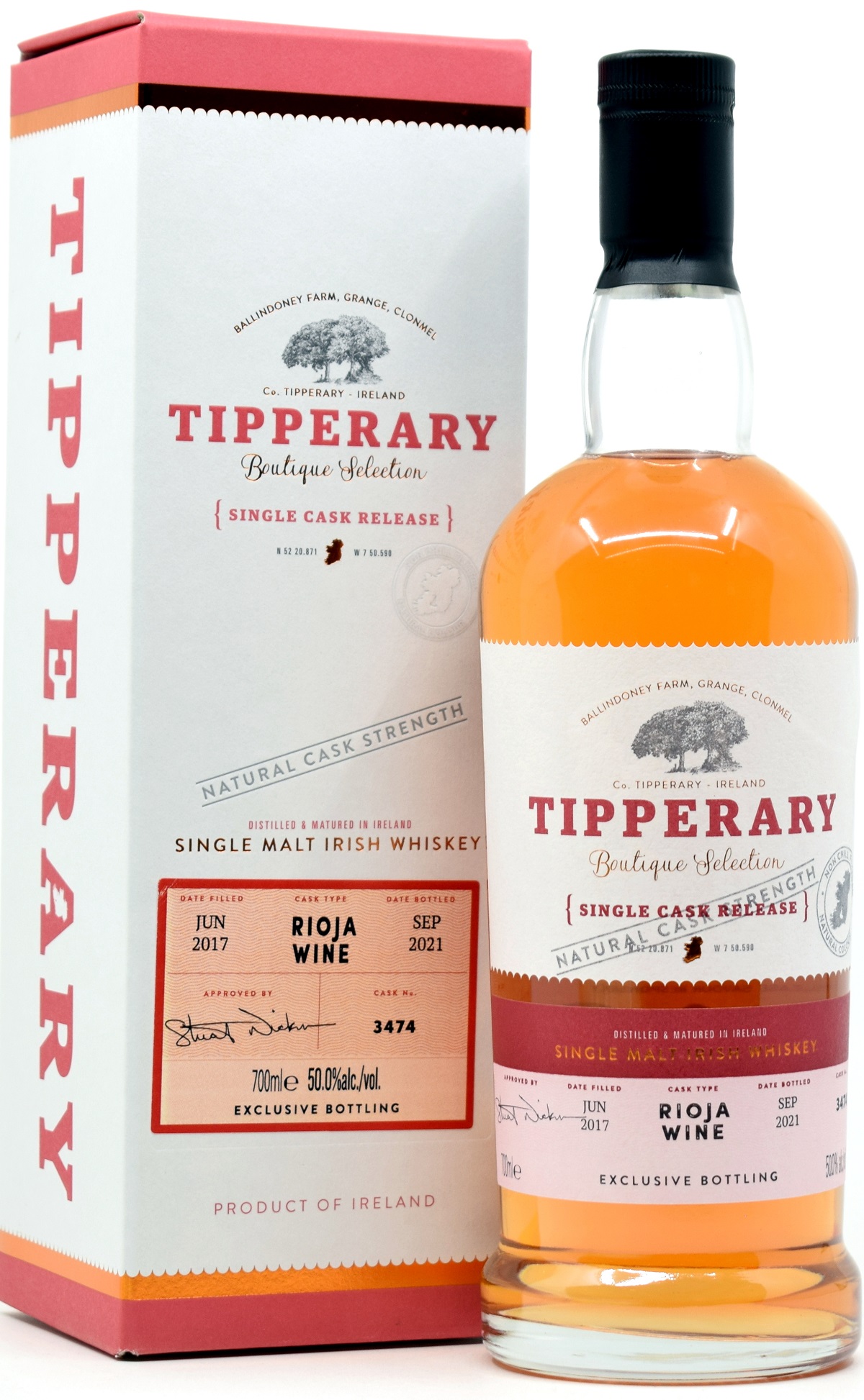 tipperary_SC_2017 Tipperary 2017/2021 Homegrown Barley Rioja Single Cask #3474 50% vol.