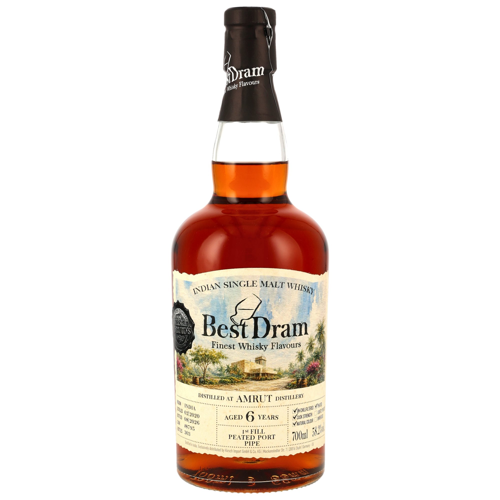 Amrut 2020/2026 1st Fill Peated Port Pipe #8795 Best Dram 58,2% vol.