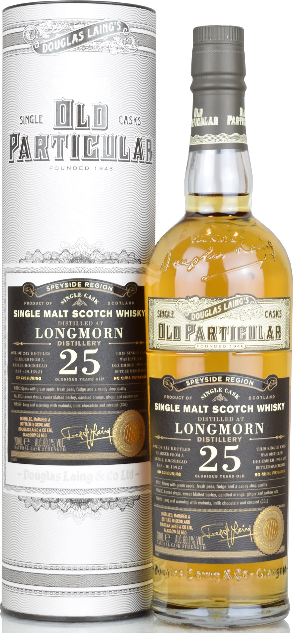 longmorn_25_dl Longmorn 25 Jahre 1994/2020 Old Particular Douglas Laing 60,1% vol.