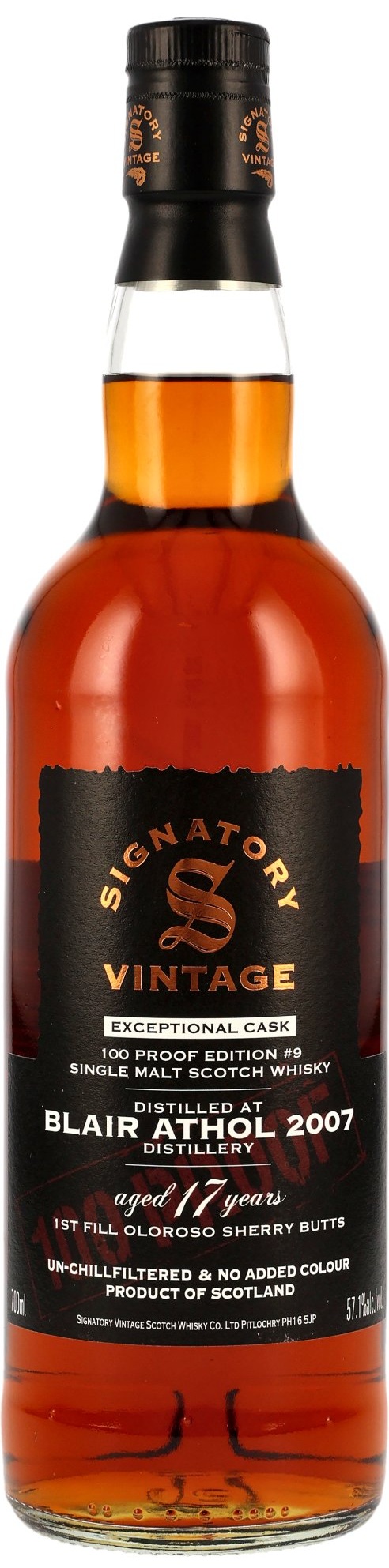 Blair-Athol-2007 Blair Athol 2007/2025 1st Fill Oloroso Signatory 100 Proof Exceptional Cask Edition #9 57,1% vol.