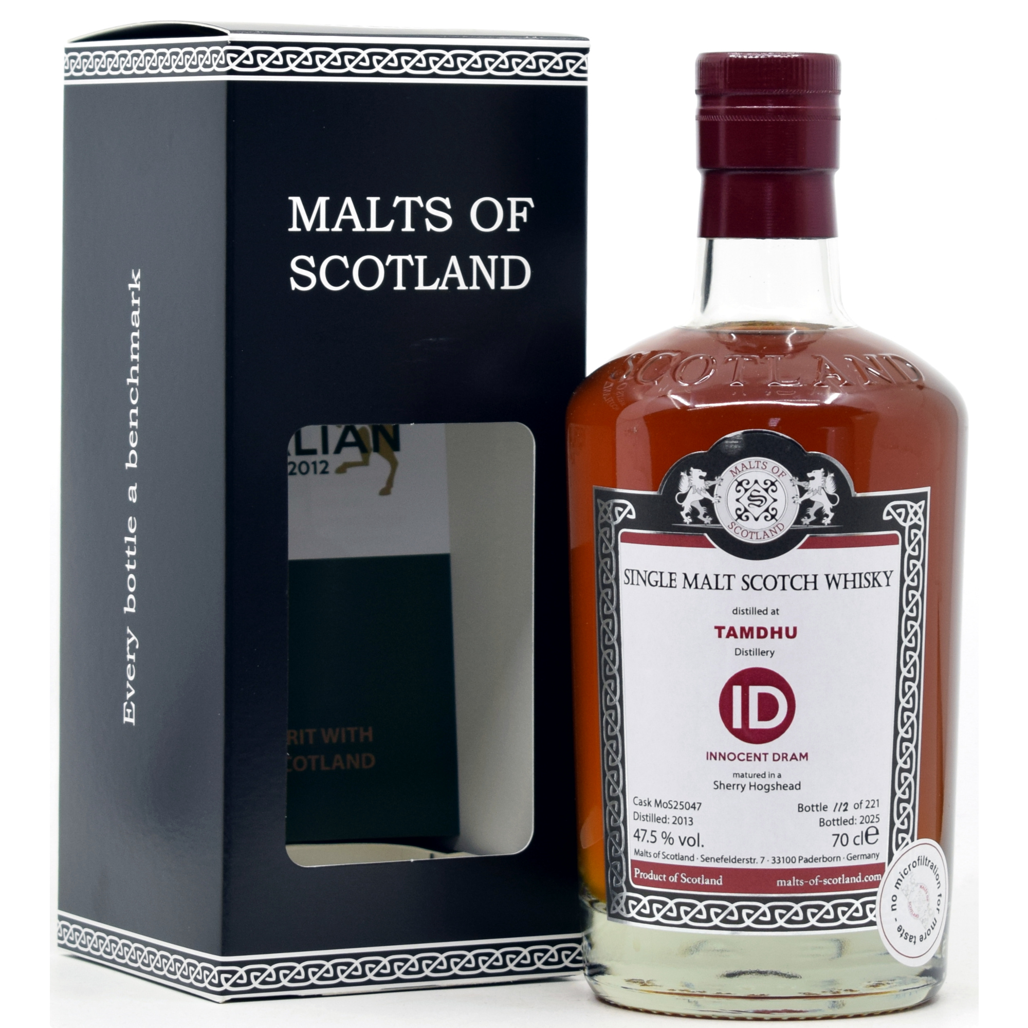 Tamdhu 12 Jahre 2013/2025 Sherry Cask Malts of Scotland ID Serie 47,5% vol.