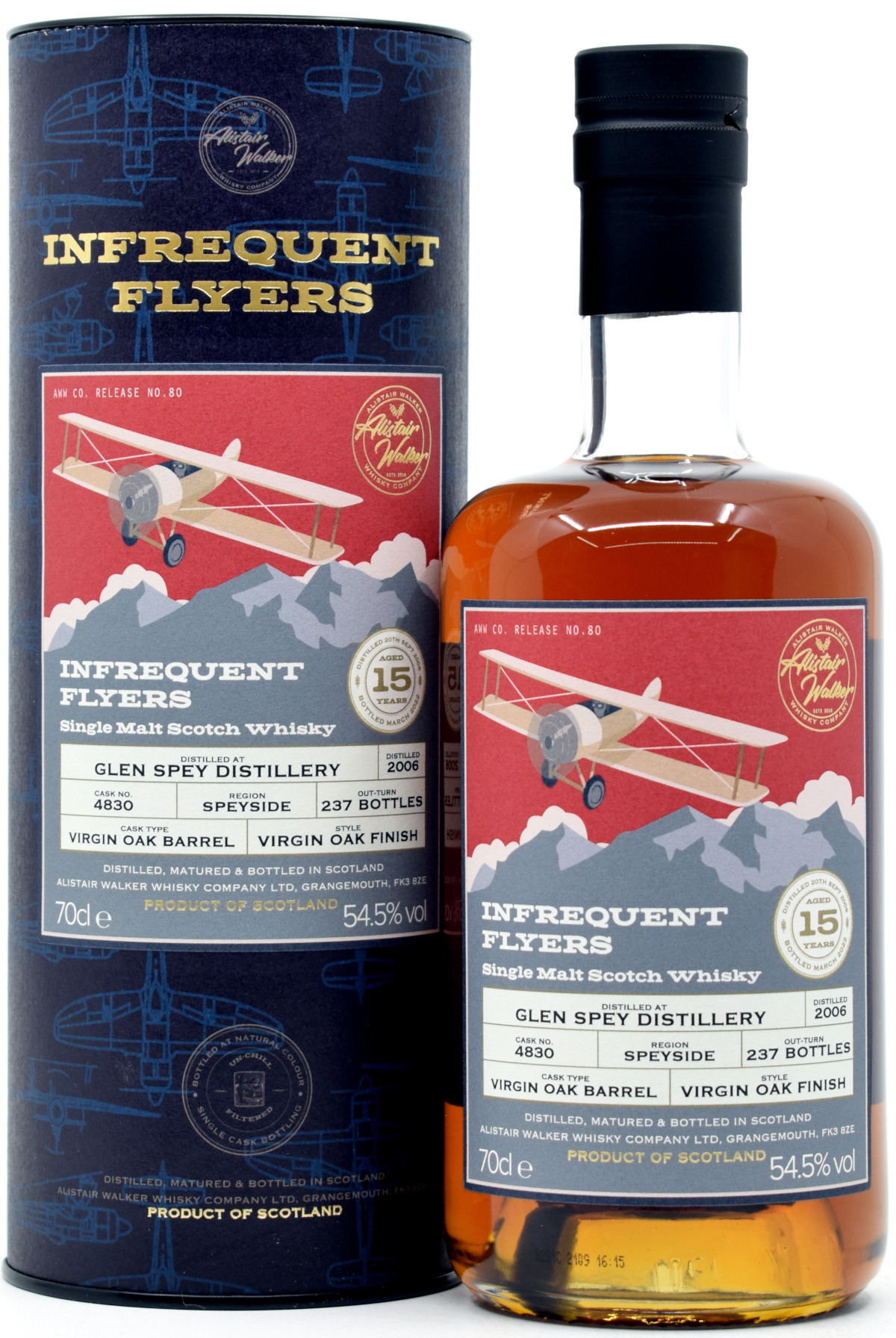 glen_spey_15_AWWC Glen Spey 15 Jahre 2006/2022 Virgin Oak Alistair Walker Infrequent Flyers 54,5% vol.