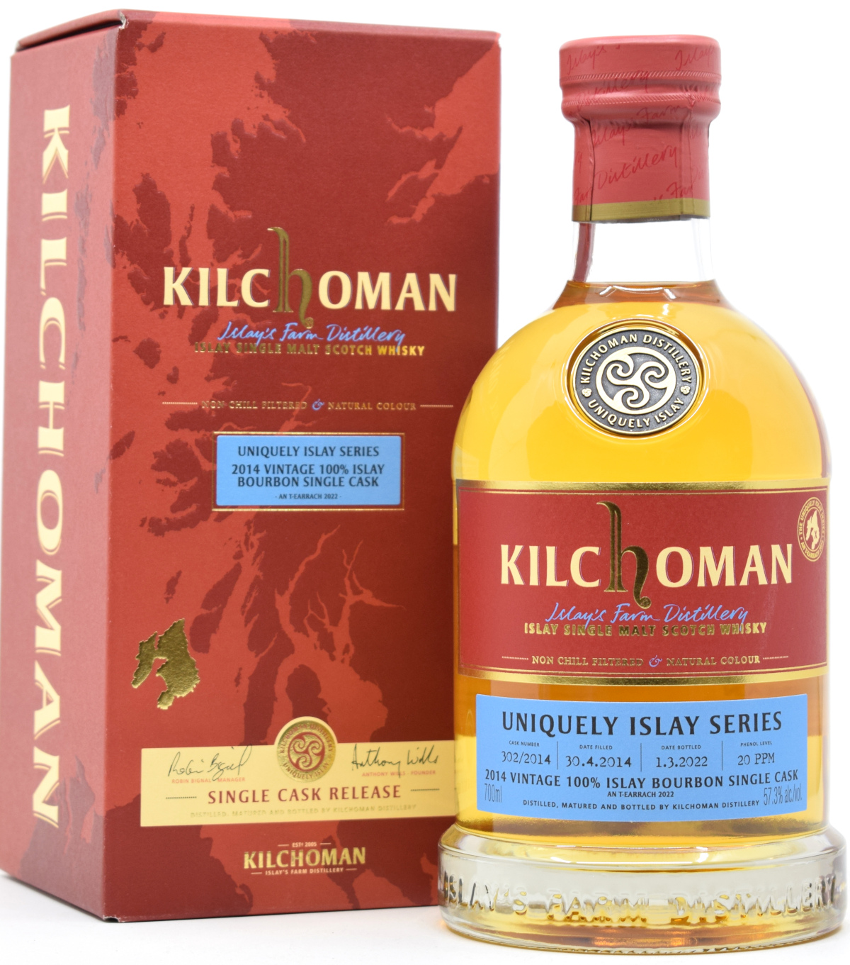 kilchoman_bourbon_302_2014_uniquely Kilchoman 2014/2022 100% Islay Bourbon Cask Uniquely Islay An T-Earrach #302 57,3% vol.
