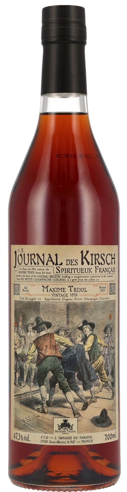 Maxime-Trijol-Cognac-Petite-Champagne-1972-Journal-de-Kirsch Maxime Trijol 1972 Cognac Petite Champagne Journal des Kirsch N.5 47,3% vol.