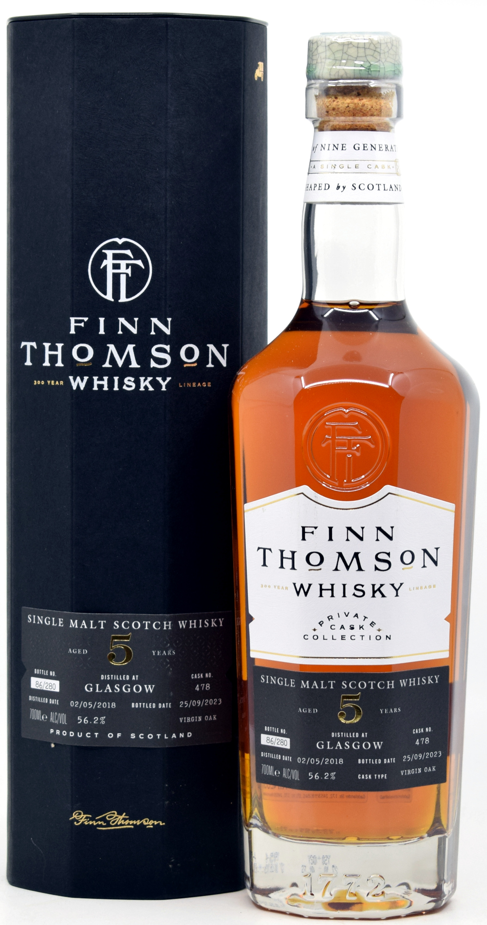 glasgow_5_FT Glasgow 5 Jahre 2018/2023 Virgin Oak Finn Thomson 56,2% vol.