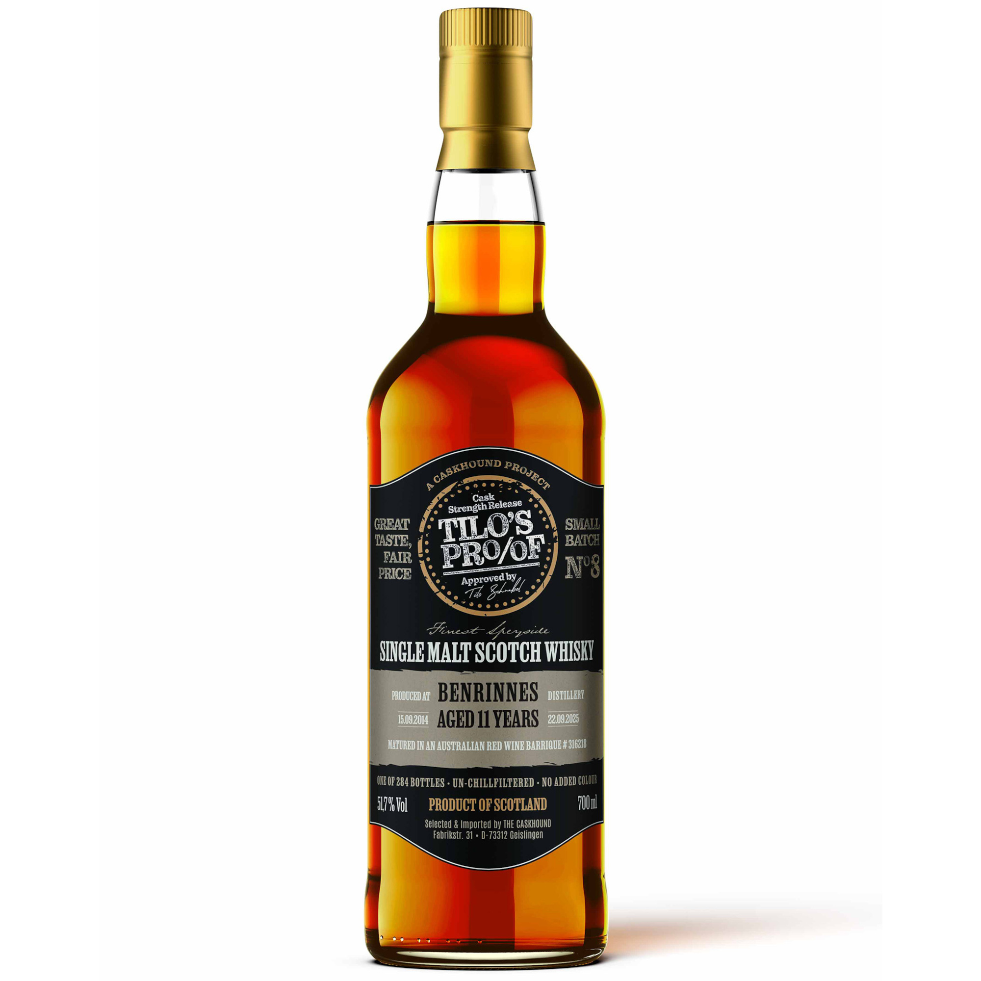 Benrinnes 11 Jahre 2014/2025 Australian Redwine The Caskhound Tilo's Proof #8 51,7% vol.