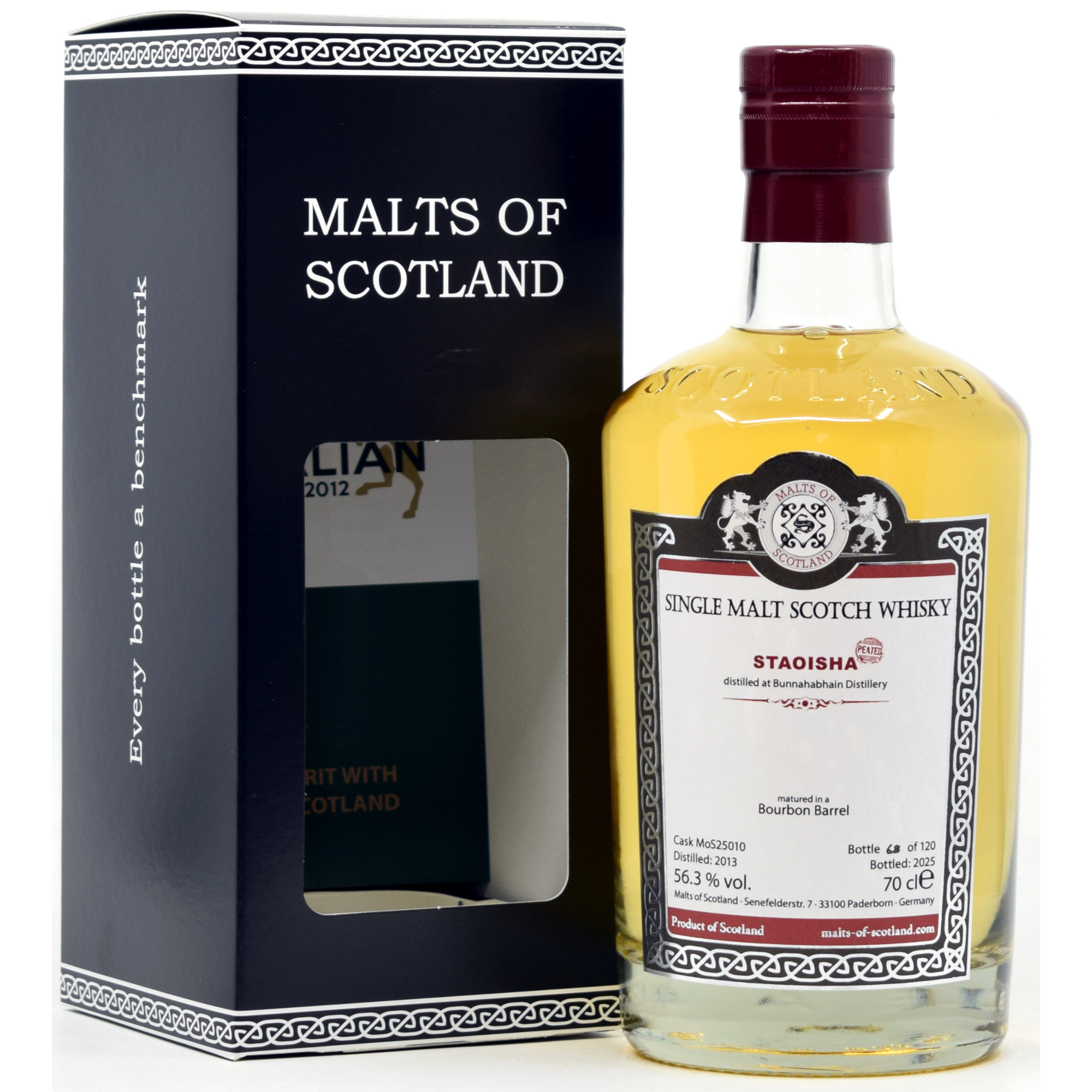 Staoisha (Bunnahabhain) 12 Jahre 2013/2025 Malts of Scotland 56,3% vol.