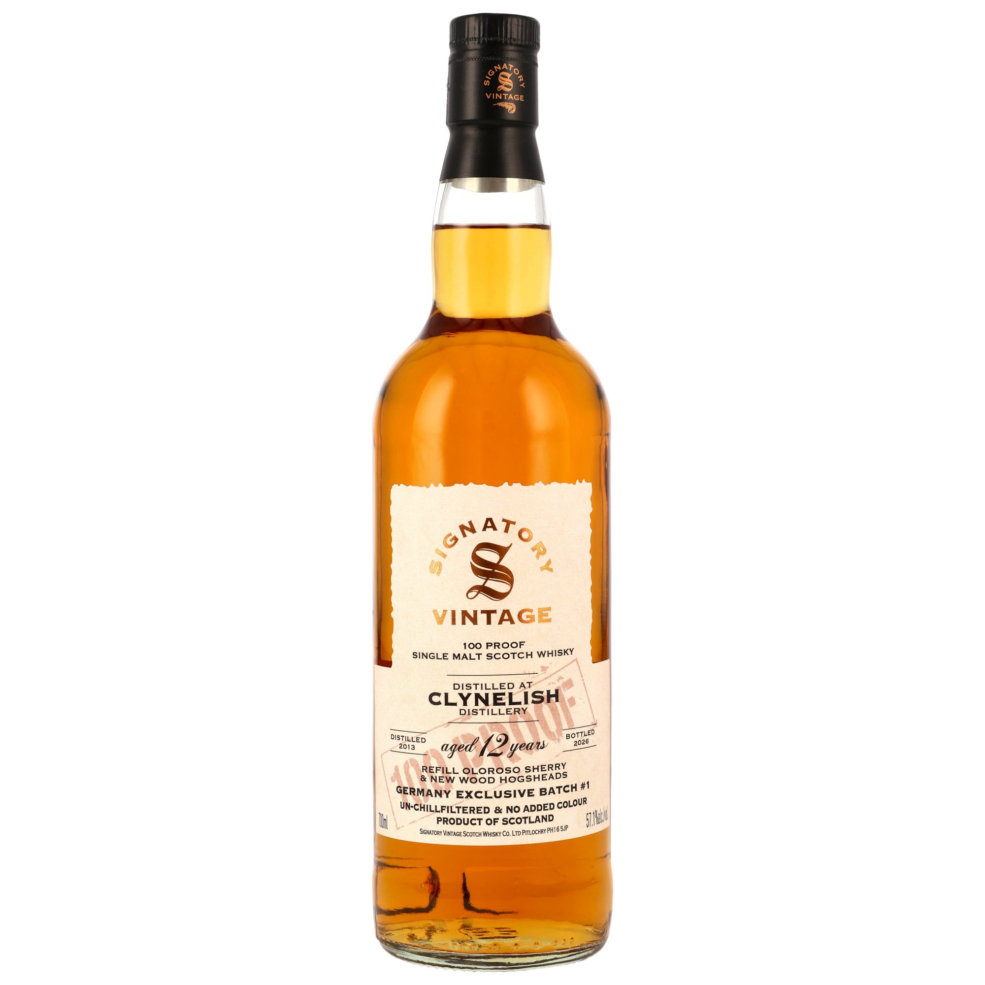 Clynelish 12 Jahre 2013/2026 Signatory Vintage 100 Proof Germany Exclusive #1 57,1% vol.