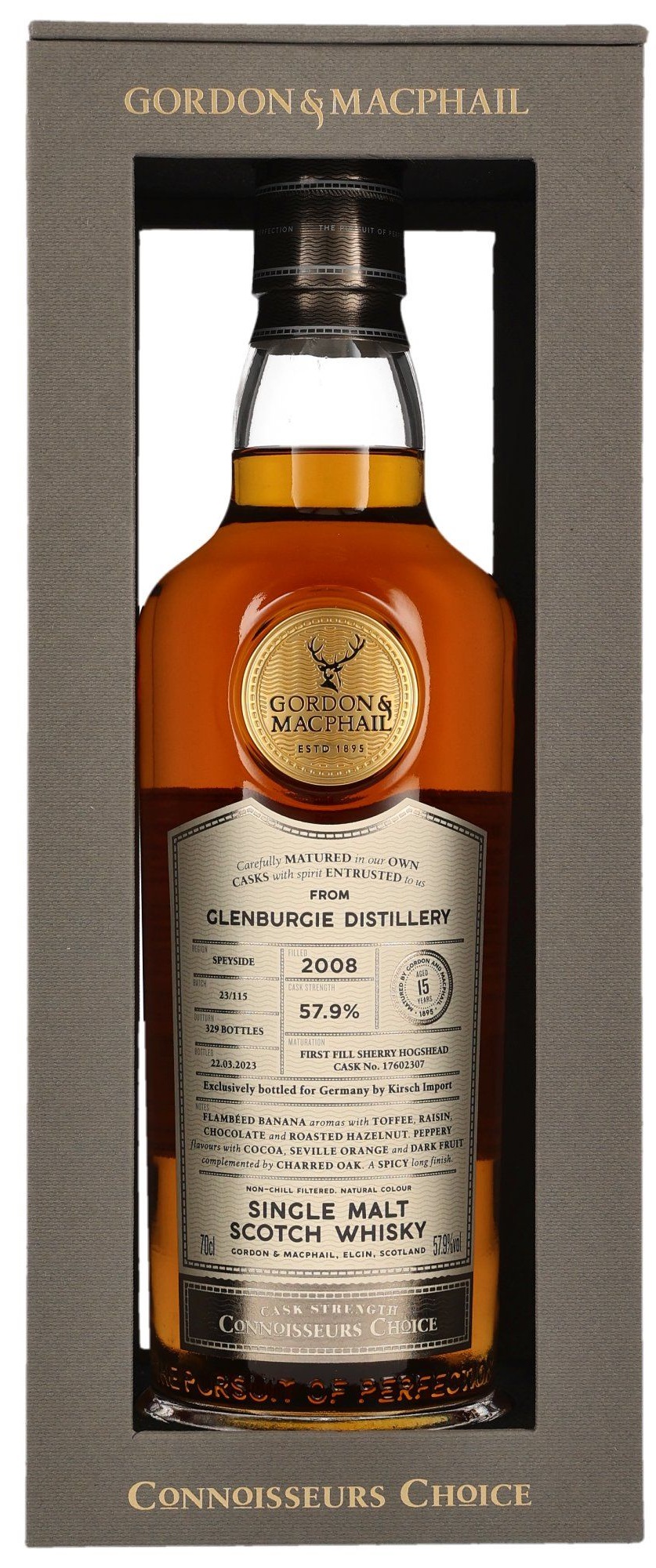 glenburgie_2008_GM Glenburgie 15 Jahre 2008/2023 Sherry Cask Gordon & MacPhail Cask Strength 57,9% vol.