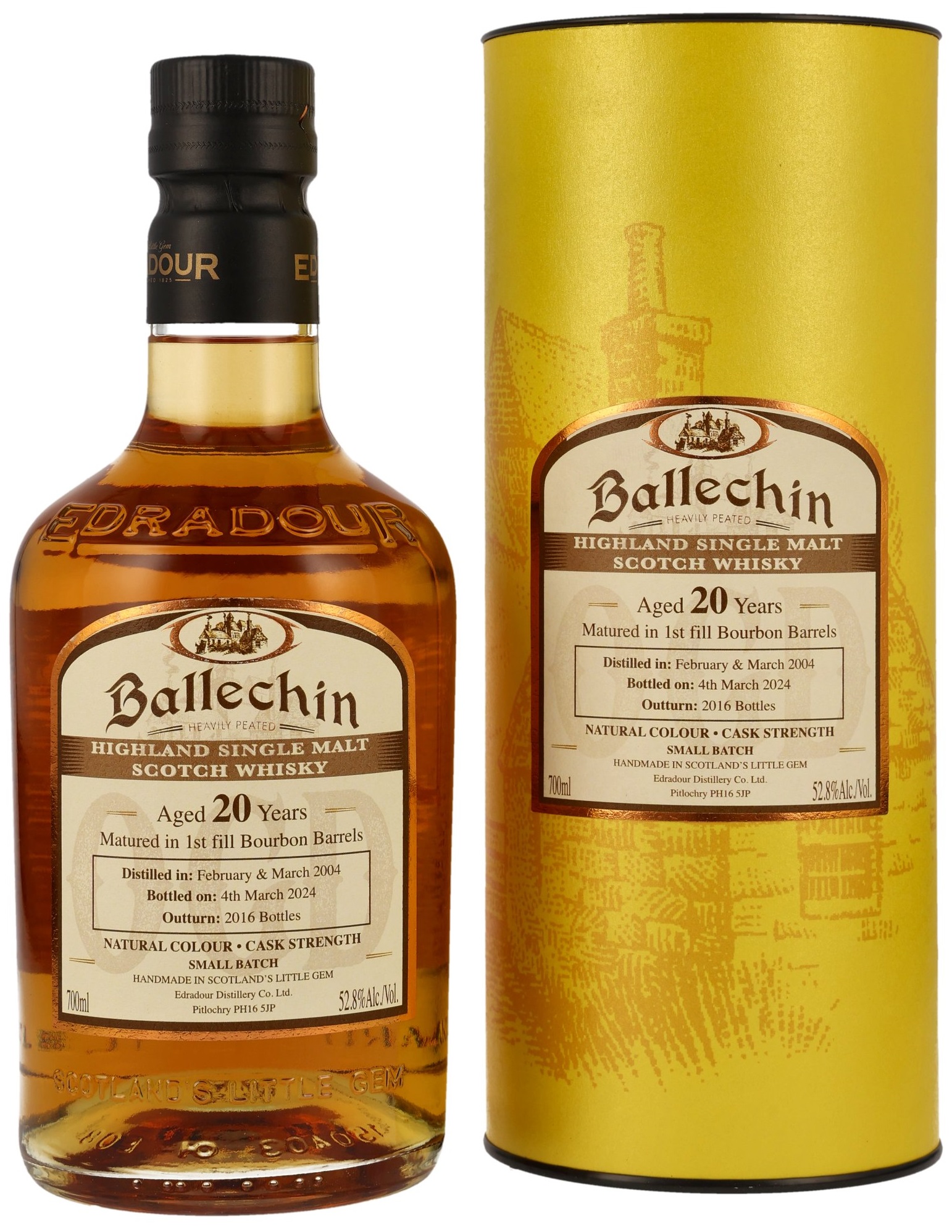 Ballechin-2004_2024 Ballechin 20 Jahre 2004/2024 Old Grand Dad 1st Fill Bourbon Barrels 52,8% vol.