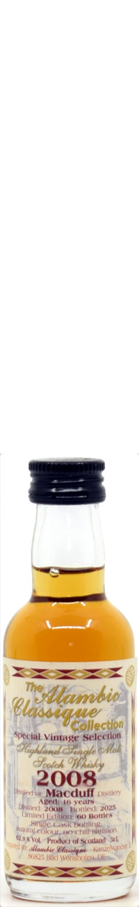 Macduff 16 Jahre 2008/2025 1st Fill Oloroso Sherry Alambic Classique 62,9% vol. Miniatur