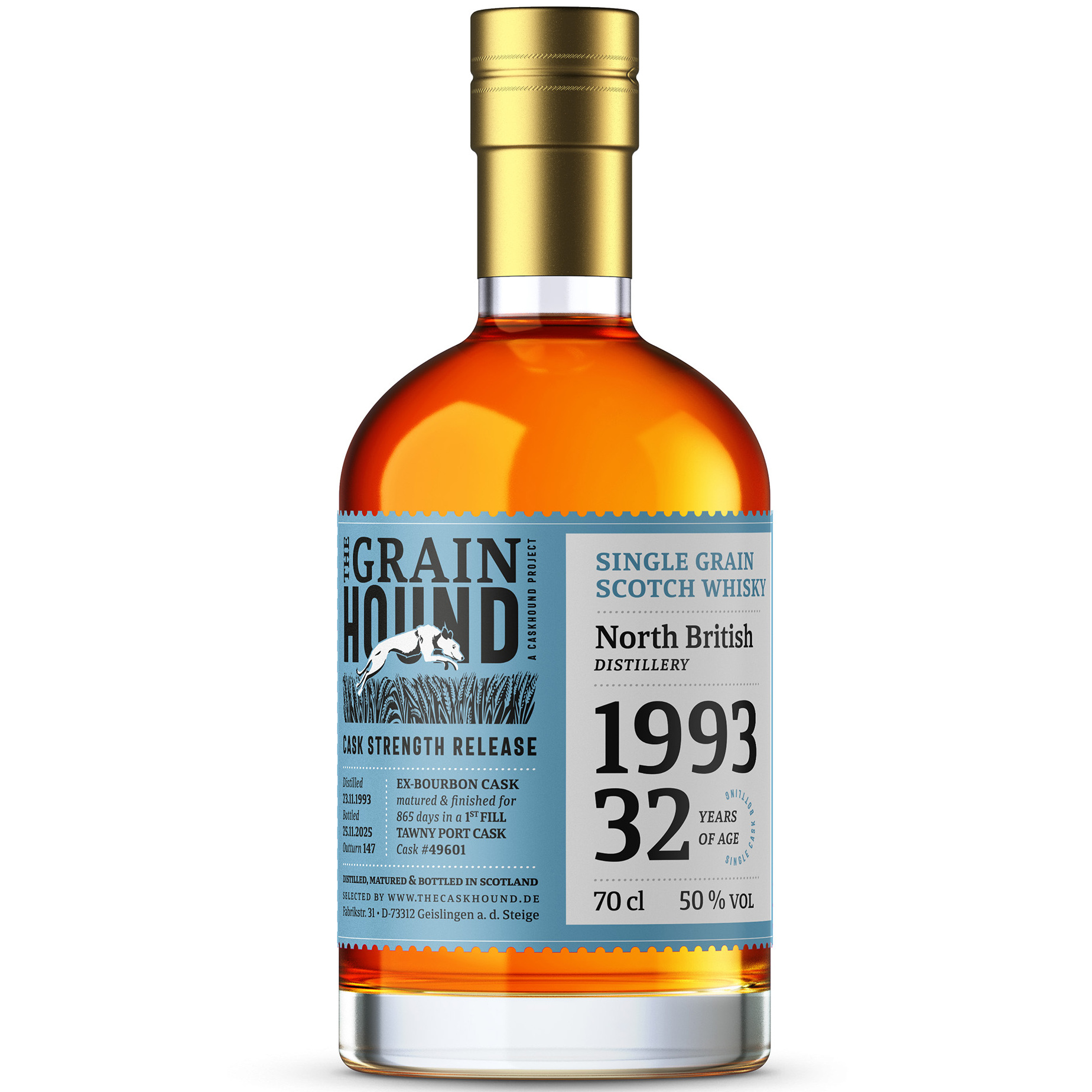 North British 32 Jahre 1993/2025 1st Fill Tawny Port The Caskhound Grainhound 50% vol.