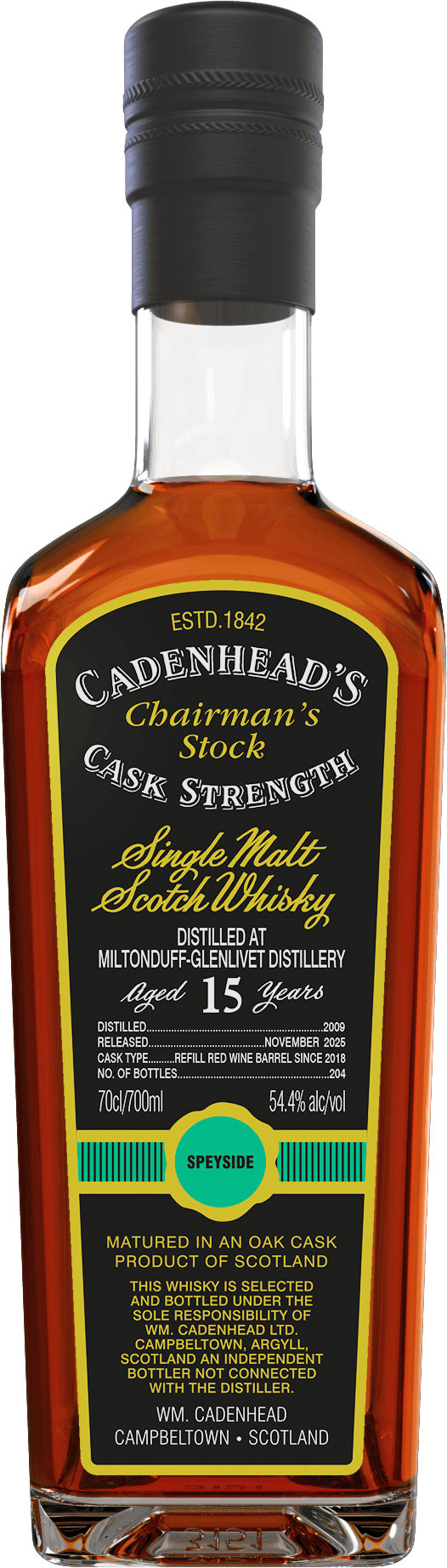 Miltonduff 15 Jahre 2009/2025 Redwine Cask Cadenhead Chairman's Stock 54,4% vol.