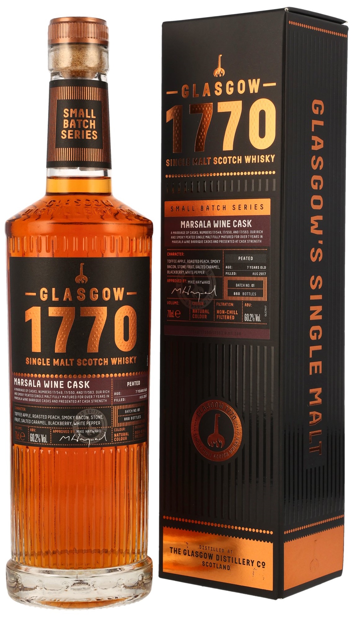 Glasgow-1770-marsala Glasgow 1770 7 Jahre Marsala Wine Cask Peated Small Batch 60,2% vol