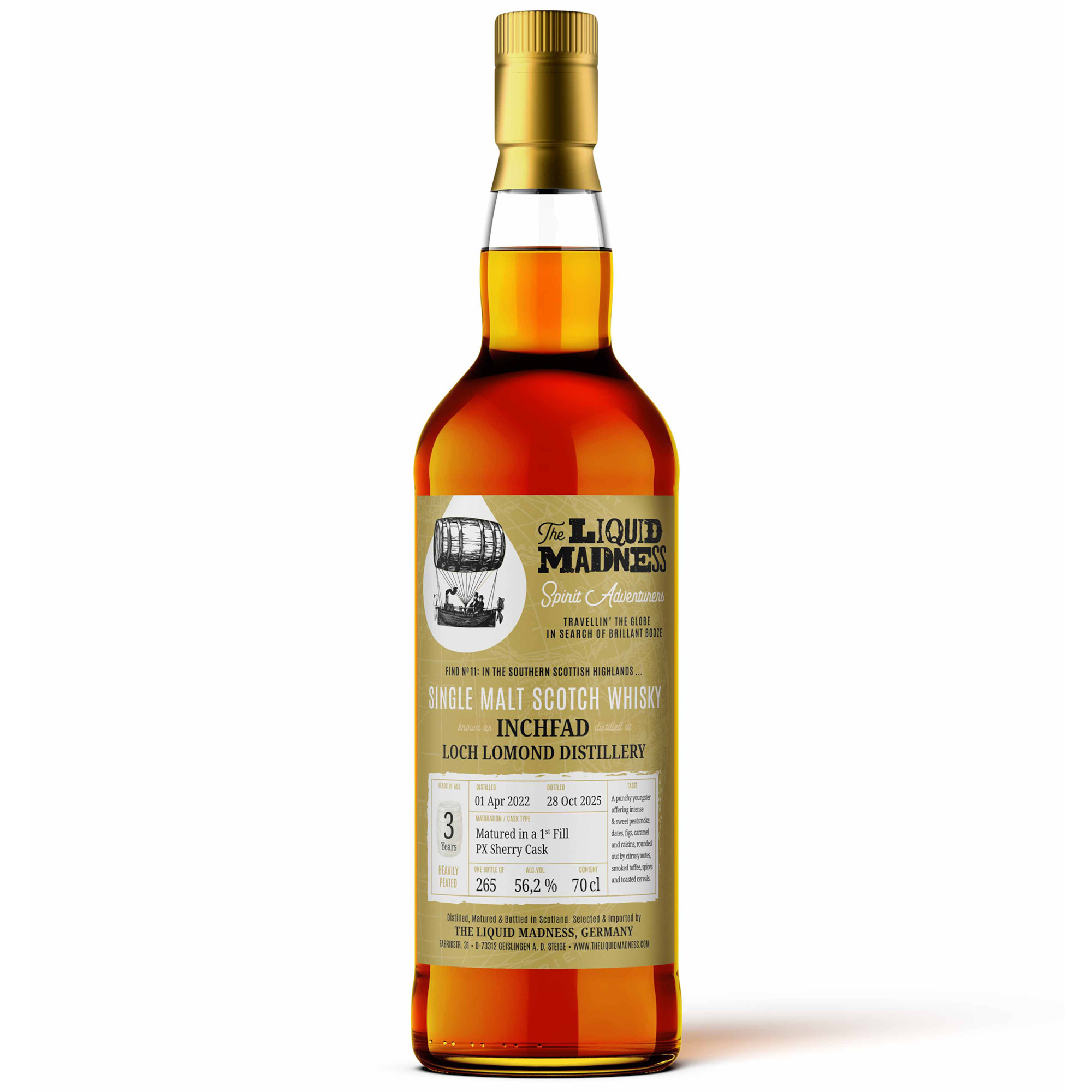 Inchfad (Loch Lomond) 2022/2025 1st Fill PX Sherry The Liquid Madness 56,2% vol.