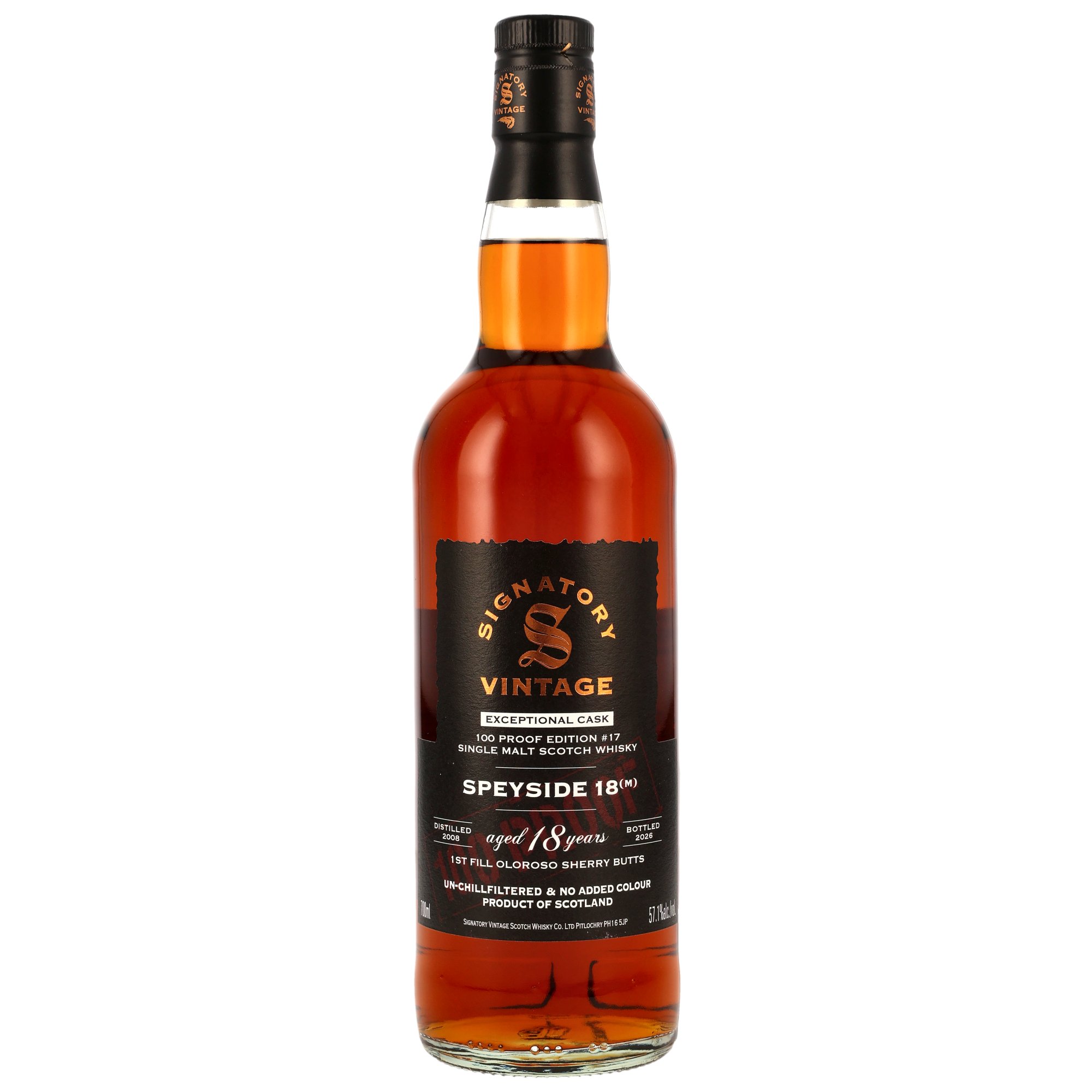Speyside (M) 2008/2026 1st Fill Oloroso Signatory 100 Proof Exceptional Cask Edition #17 57,1% vol.