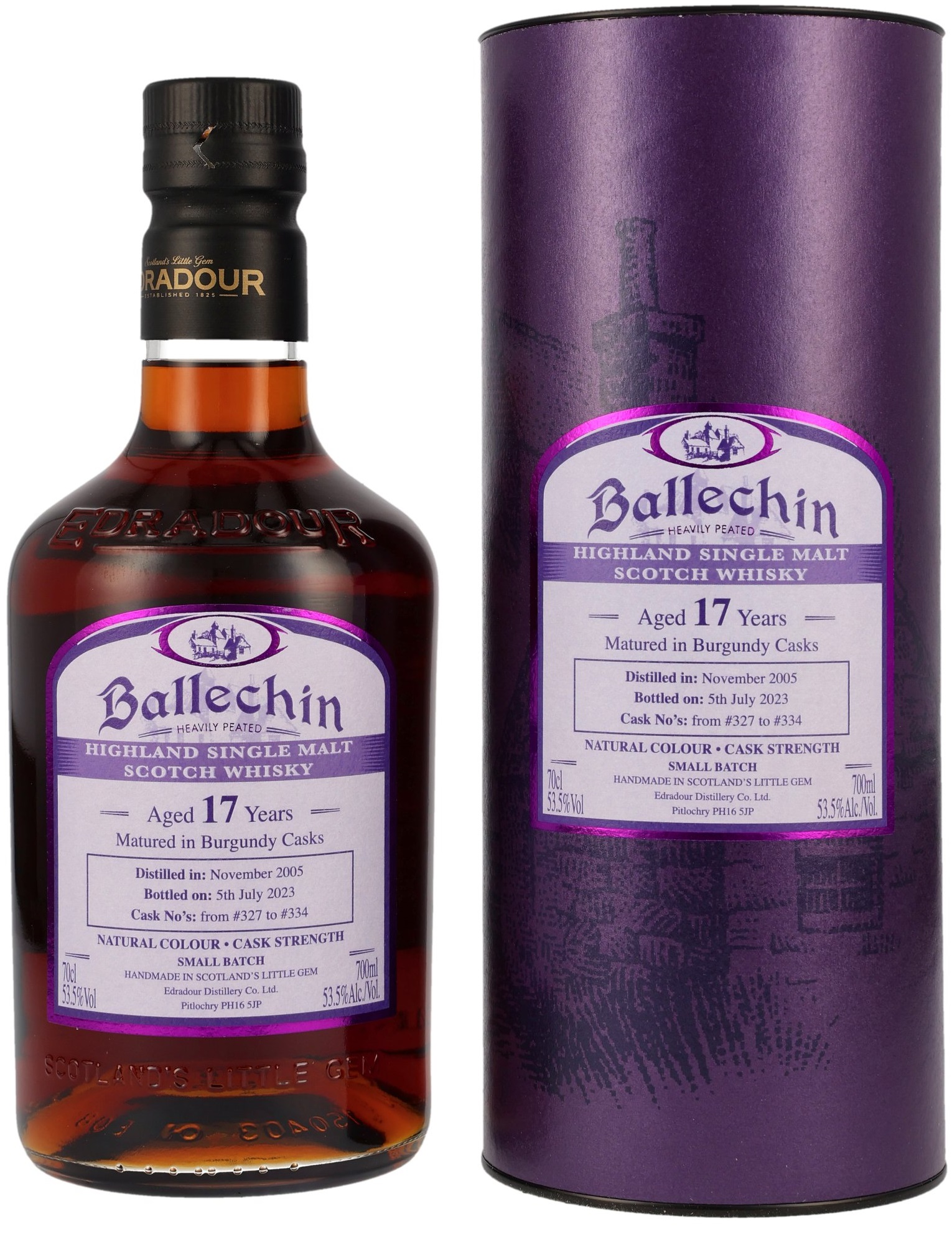 Ballechin-2005-burgundy Ballechin 17 Jahre 2005/2023 Burgundy Cask #327-334 53,5% vol.